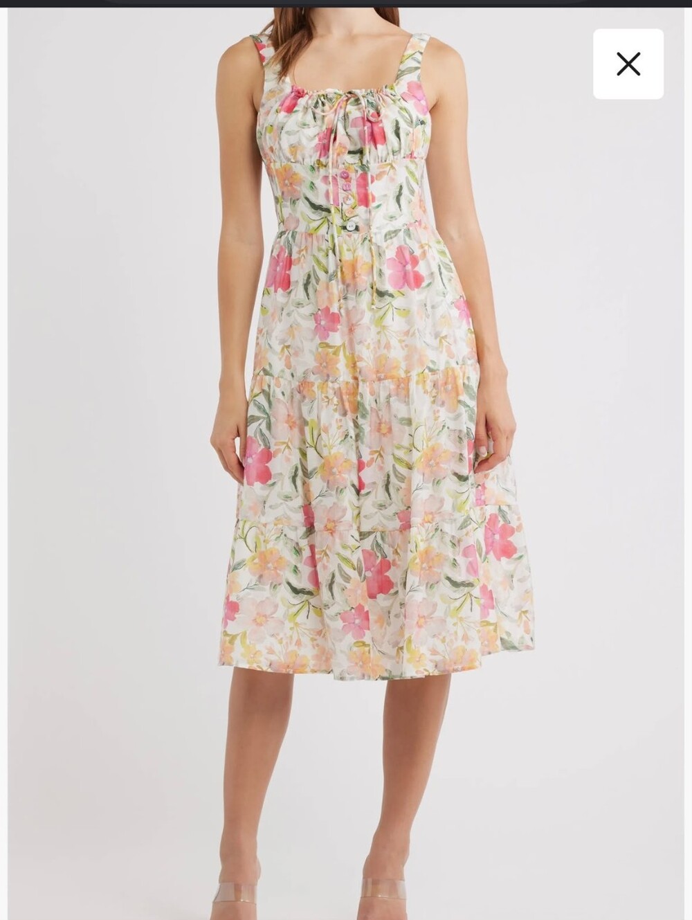 Lulu's Kai Floral Print Sleveless Midi Dress